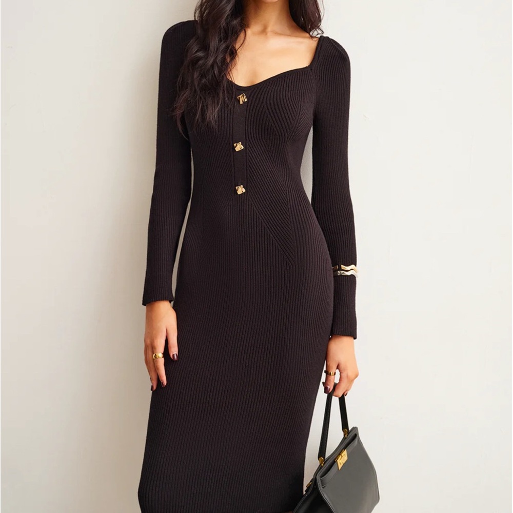 Ribbed Slim Sweater Midi Dress